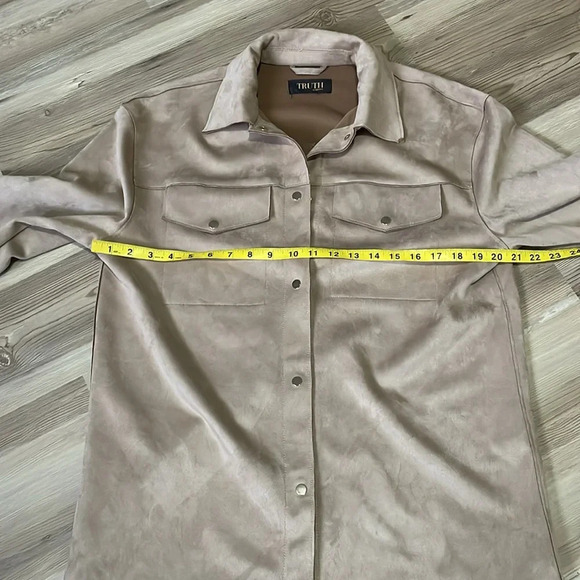 Truth By Republic faux suede shacket Snap Tan Oversize Soft Cozy Casual Womens L - Picture 6 of 11